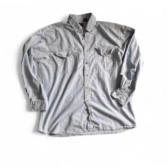 Light denim chambray cotton button up shirt (x-l) - Picture 1 of 3